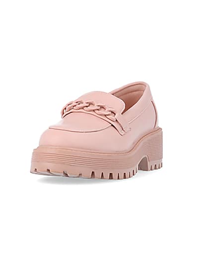 360 degree animation of product Girls Pink PU Chain Loafers frame-23