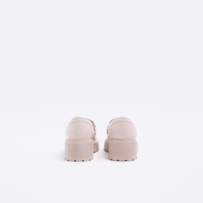 Girls Pink PU Chain Loafers