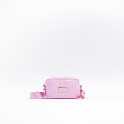 Girls Pink Puffed Nylon cross body BAG