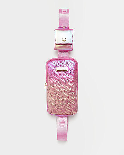 Girls Pink Quilted Phone XBody