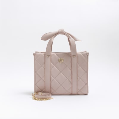 River Island monogram weekend holdall in light pink