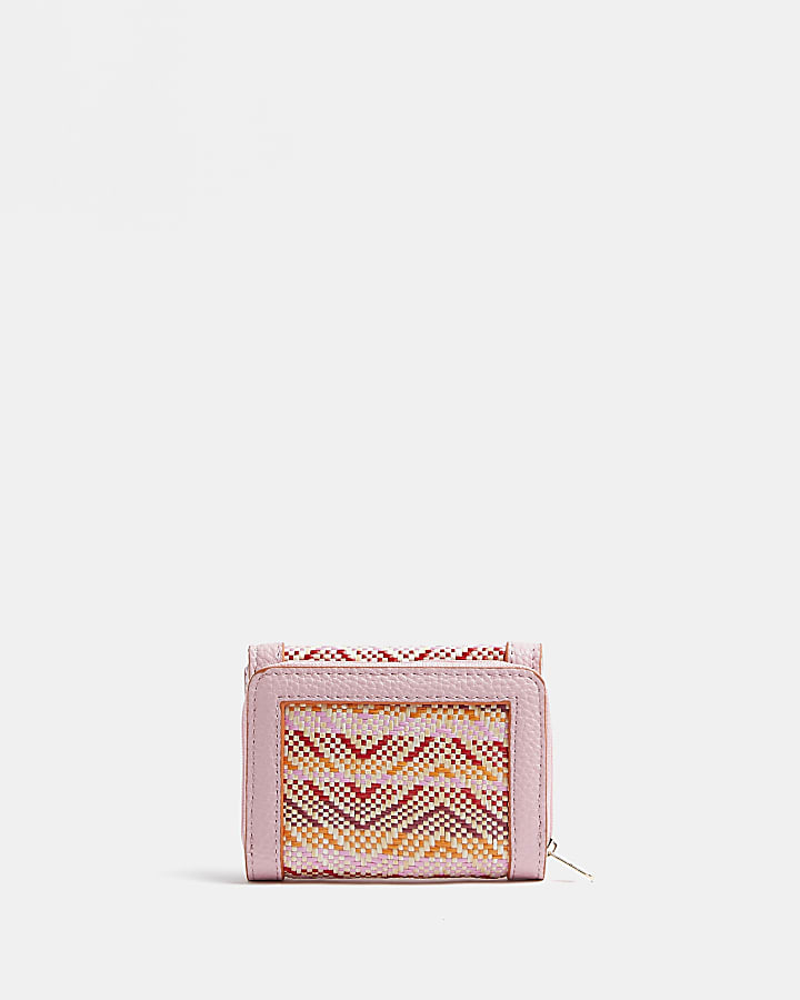 Girls pink rafia stripe purse