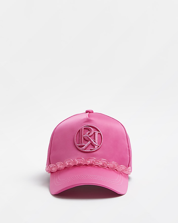 Girls pink RI chain detail cap