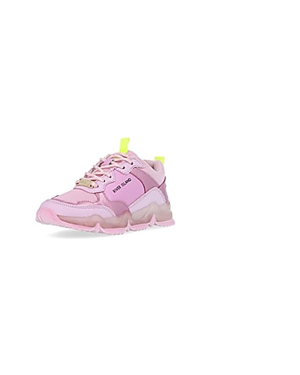 360 degree animation of product Girls pink RI chunky runner trainers frame-0