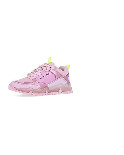 360 degree animation of product Girls pink RI chunky runner trainers frame-1