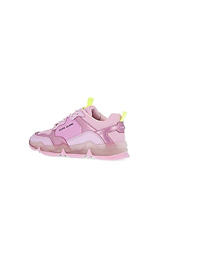 360 degree animation of product Girls pink RI chunky runner trainers frame-5