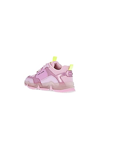 360 degree animation of product Girls pink RI chunky runner trainers frame-6