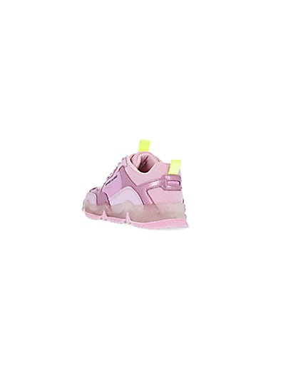 360 degree animation of product Girls pink RI chunky runner trainers frame-7