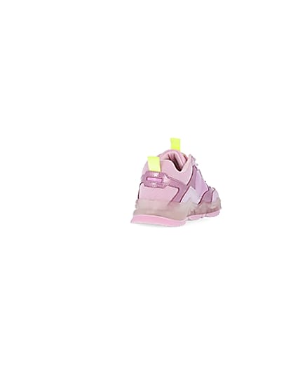 360 degree animation of product Girls pink RI chunky runner trainers frame-11