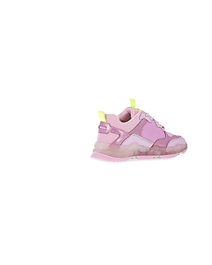 360 degree animation of product Girls pink RI chunky runner trainers frame-13