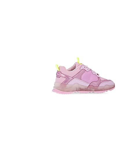 360 degree animation of product Girls pink RI chunky runner trainers frame-14