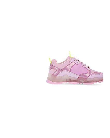 360 degree animation of product Girls pink RI chunky runner trainers frame-15