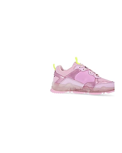 360 degree animation of product Girls pink RI chunky runner trainers frame-16