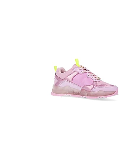 360 degree animation of product Girls pink RI chunky runner trainers frame-17