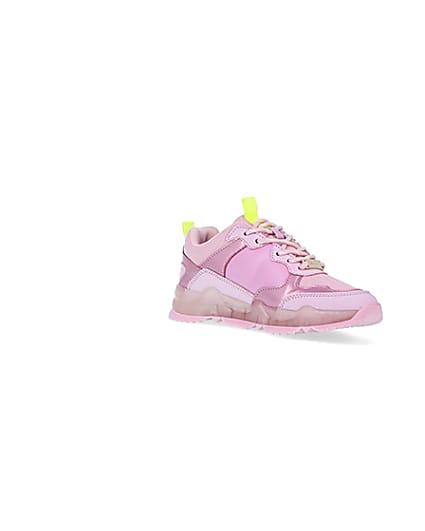 360 degree animation of product Girls pink RI chunky runner trainers frame-18
