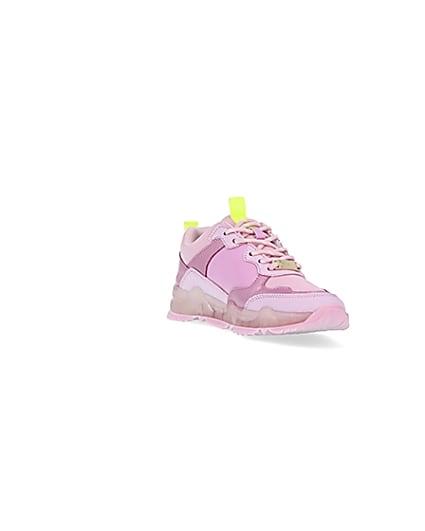360 degree animation of product Girls pink RI chunky runner trainers frame-19