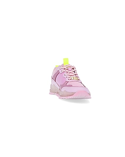 360 degree animation of product Girls pink RI chunky runner trainers frame-20