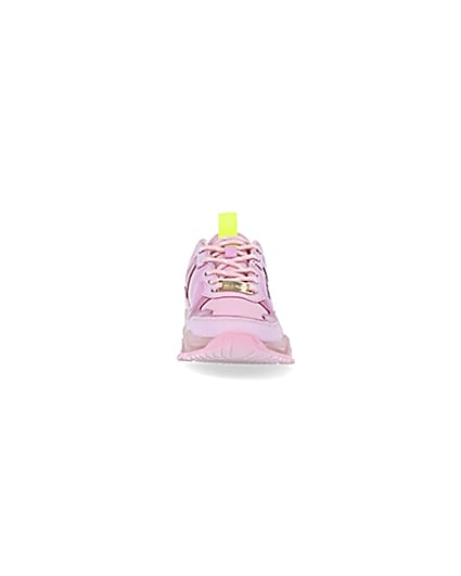360 degree animation of product Girls pink RI chunky runner trainers frame-21