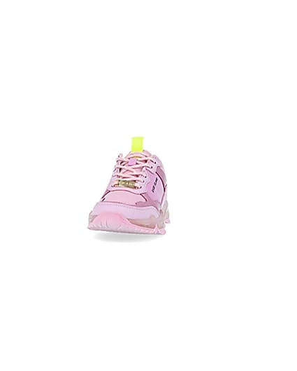 360 degree animation of product Girls pink RI chunky runner trainers frame-22