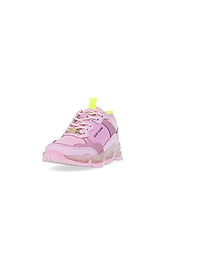 360 degree animation of product Girls pink RI chunky runner trainers frame-23