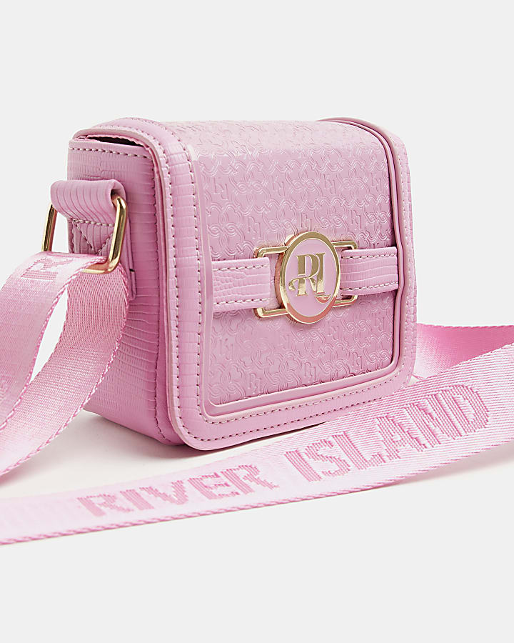 Girls Pink RI Embossed Cross Body Bag