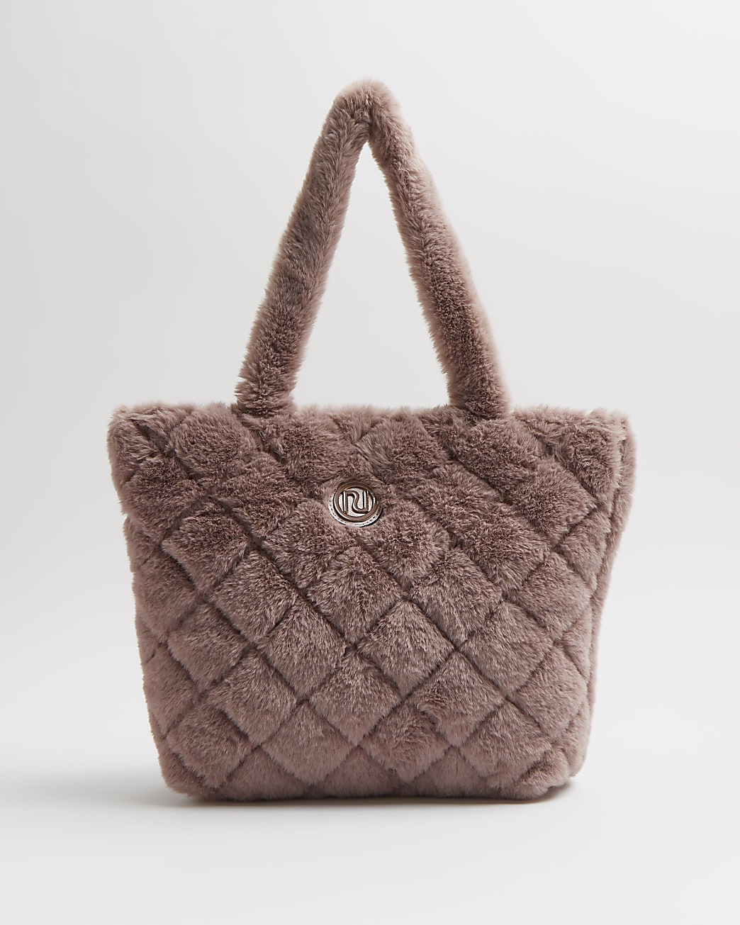 Girls pink RI faux fur quilted shopper bag