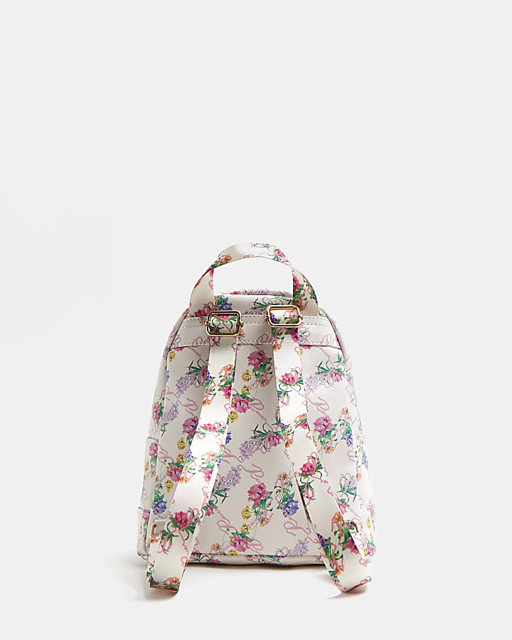Girls pink RI floral print backpack