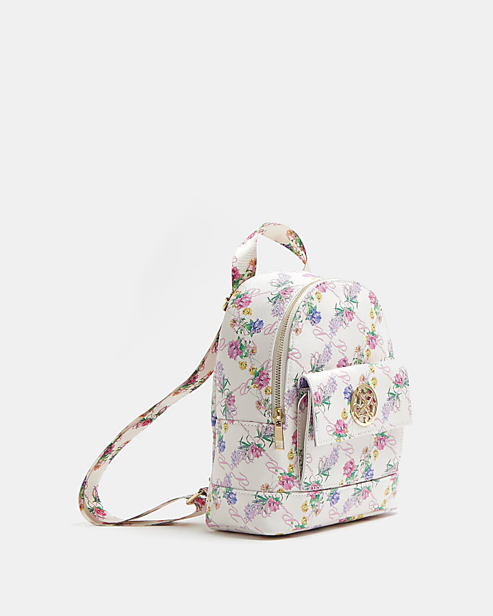 Girls pink RI floral print backpack