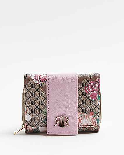 Girls pink RI floral zip top purse