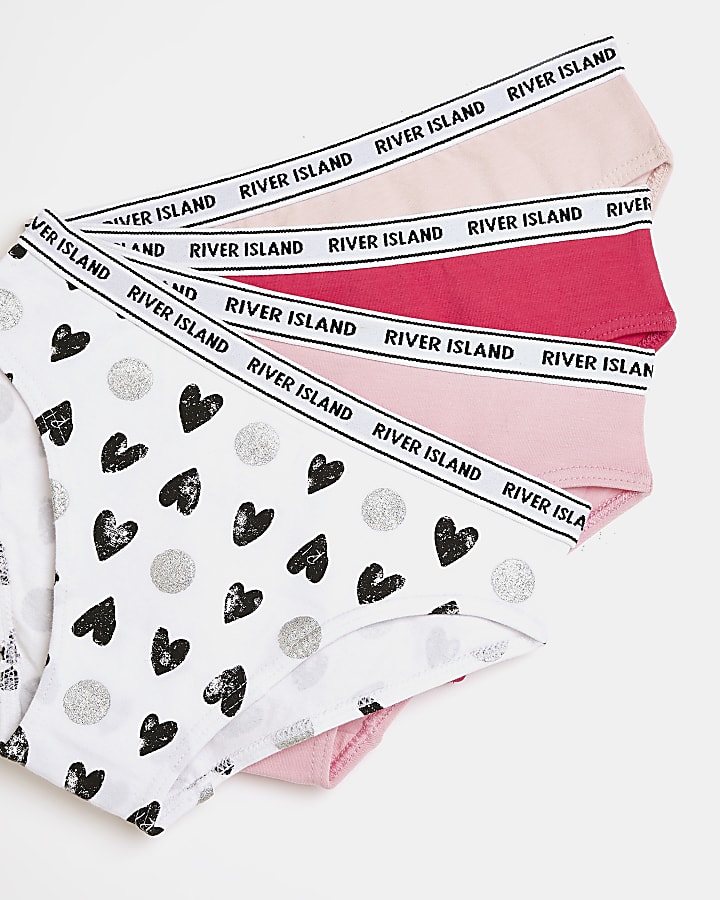 Girls pink RI foil heart briefs 10 pack