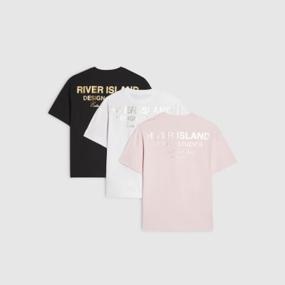 Girls Pink RI Graphic Pack Of 3 T-Shirt