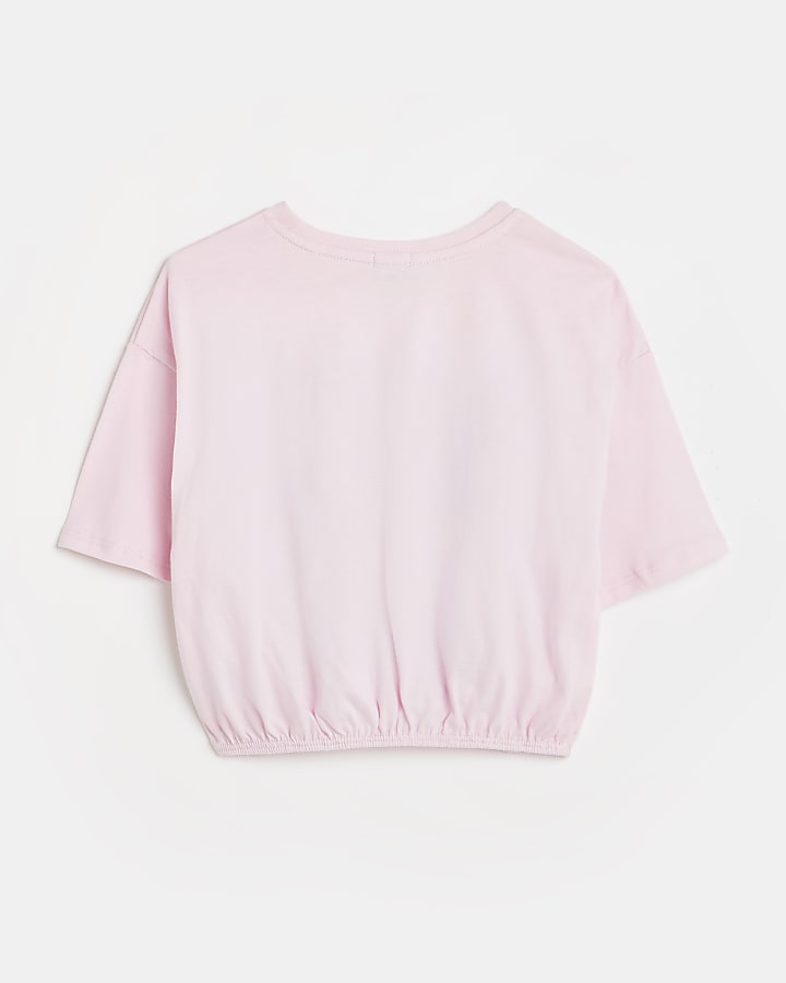 Girls pink RI graphic print cinch t-shirt