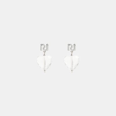 Girls Pink RI Heart drop Earrings