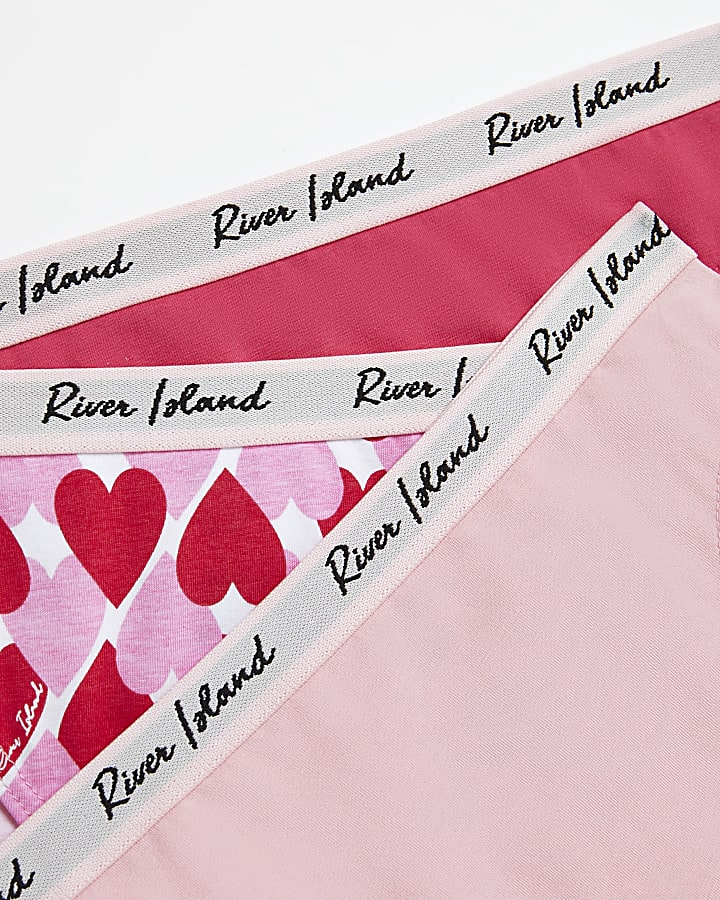 Girls pink RI heart print briefs 5 pack