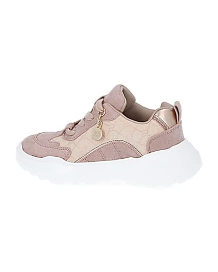 360 degree animation of product Girls pink RI jacquard trainers frame-4