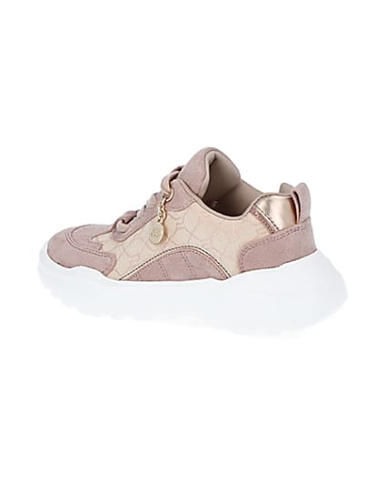 360 degree animation of product Girls pink RI jacquard trainers frame-5