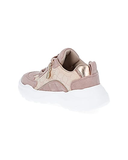 360 degree animation of product Girls pink RI jacquard trainers frame-6