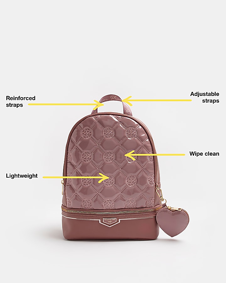 Girls pink RI monogram backpack