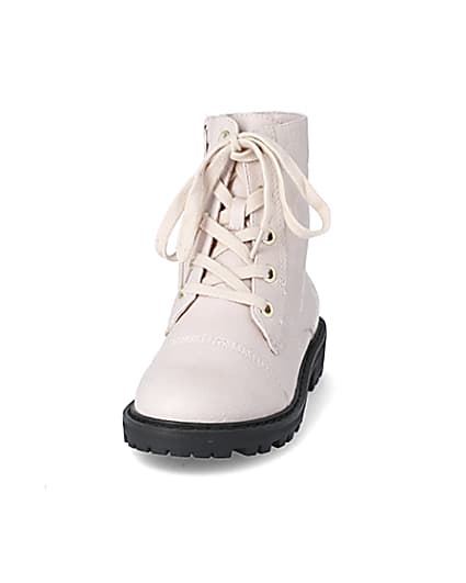 360 degree animation of product Girls pink RI monogram lace-up boots frame-22
