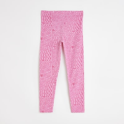 Girls Pink RI monogram Leggings
