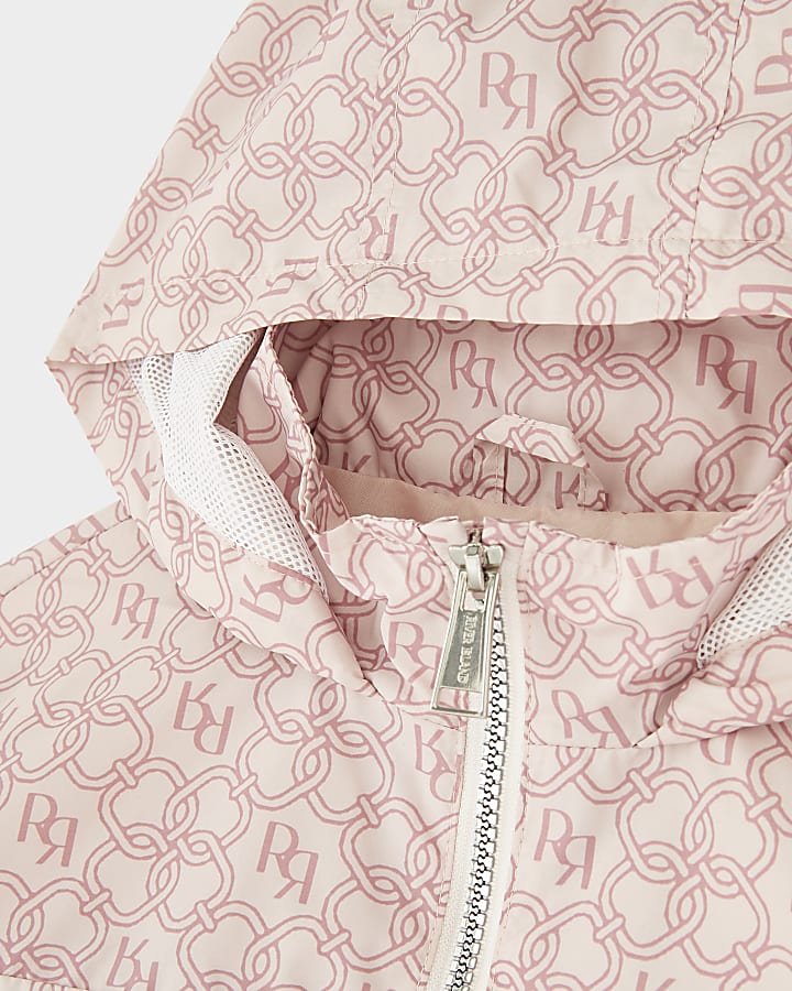 Girls pink RI monogram windbreaker jacket