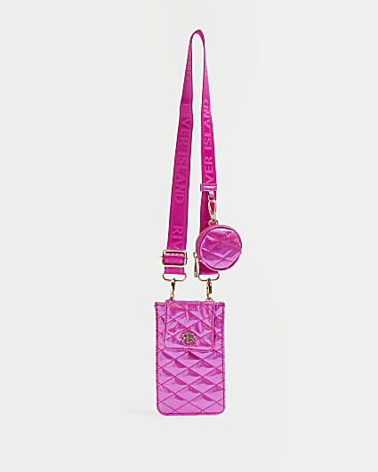 Girls pink RI quilted cross body purse