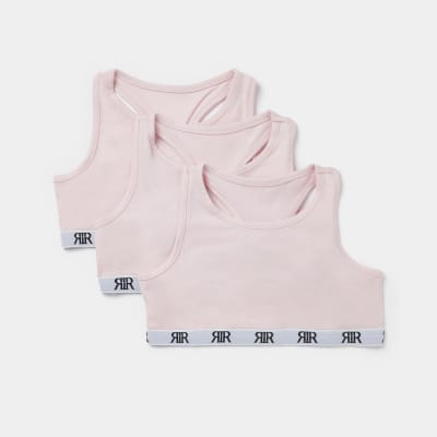 Girls pink RI racer tops 3 | River Island