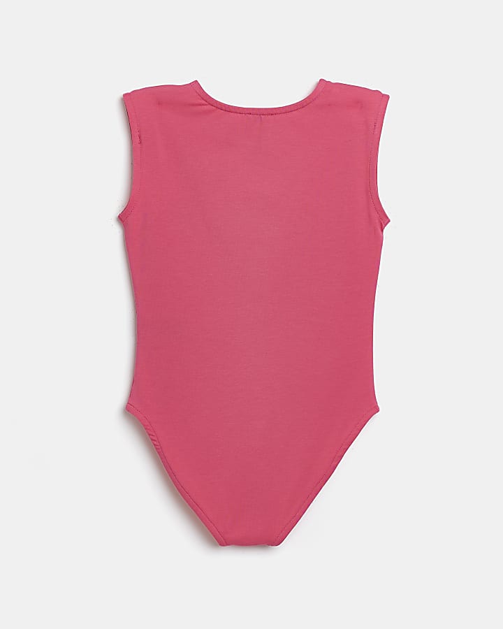 Girls pink RI shoulder pad bodysuit