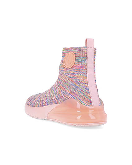 360 degree animation of product Girls pink RI spacedye sock high top trainers frame-7