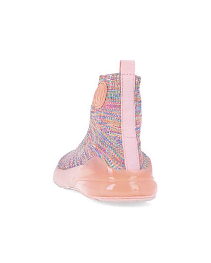 360 degree animation of product Girls pink RI spacedye sock high top trainers frame-8