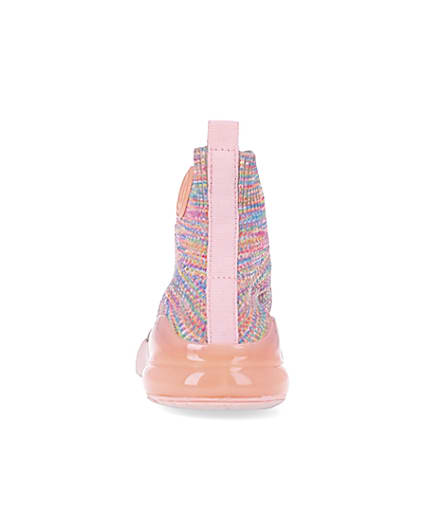 360 degree animation of product Girls pink RI spacedye sock high top trainers frame-9