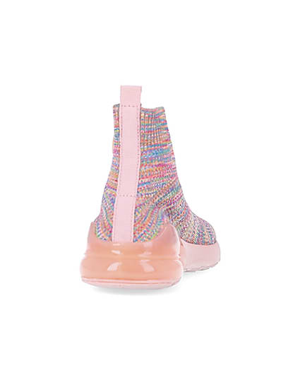 360 degree animation of product Girls pink RI spacedye sock high top trainers frame-10