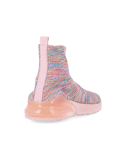 360 degree animation of product Girls pink RI spacedye sock high top trainers frame-11