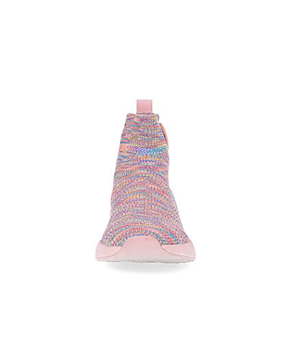 360 degree animation of product Girls pink RI spacedye sock high top trainers frame-21